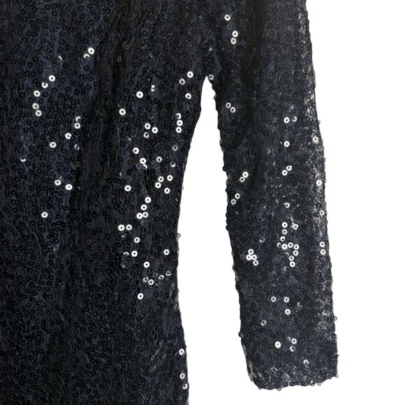 Cache Navy Blue Sequined Bodycon Sheath Mini Cocktail Dress Size 0 - Picture 3 of 8